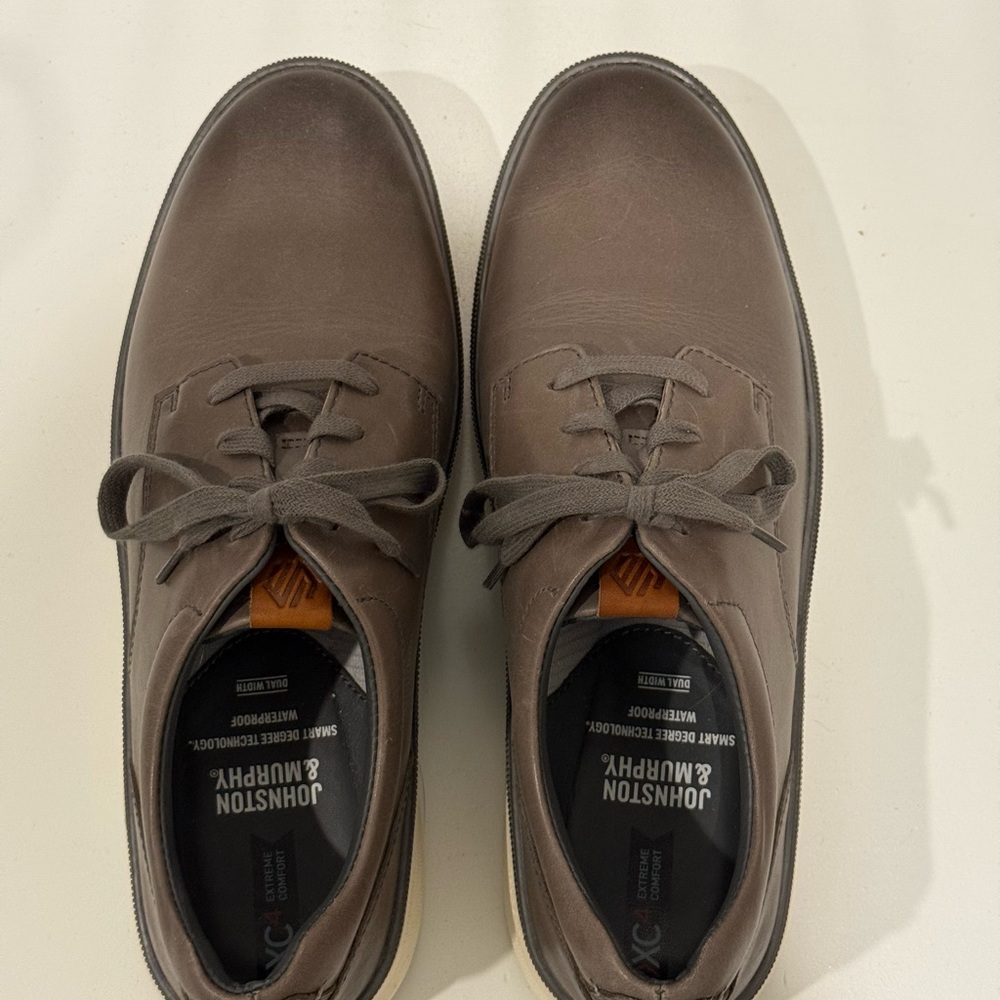Johnston & Murphy Smart Degree Taupe Gray Leather Oxford Men’s 9.5M Worn Once